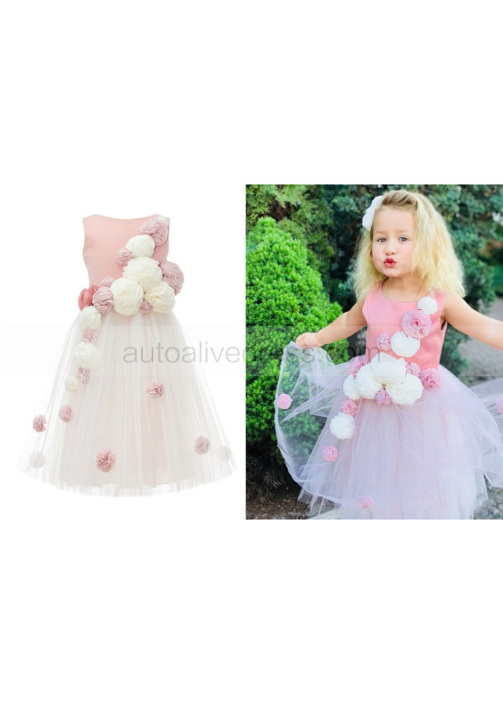 Satin Tulle Flower Girl Dress Girls Country Dress